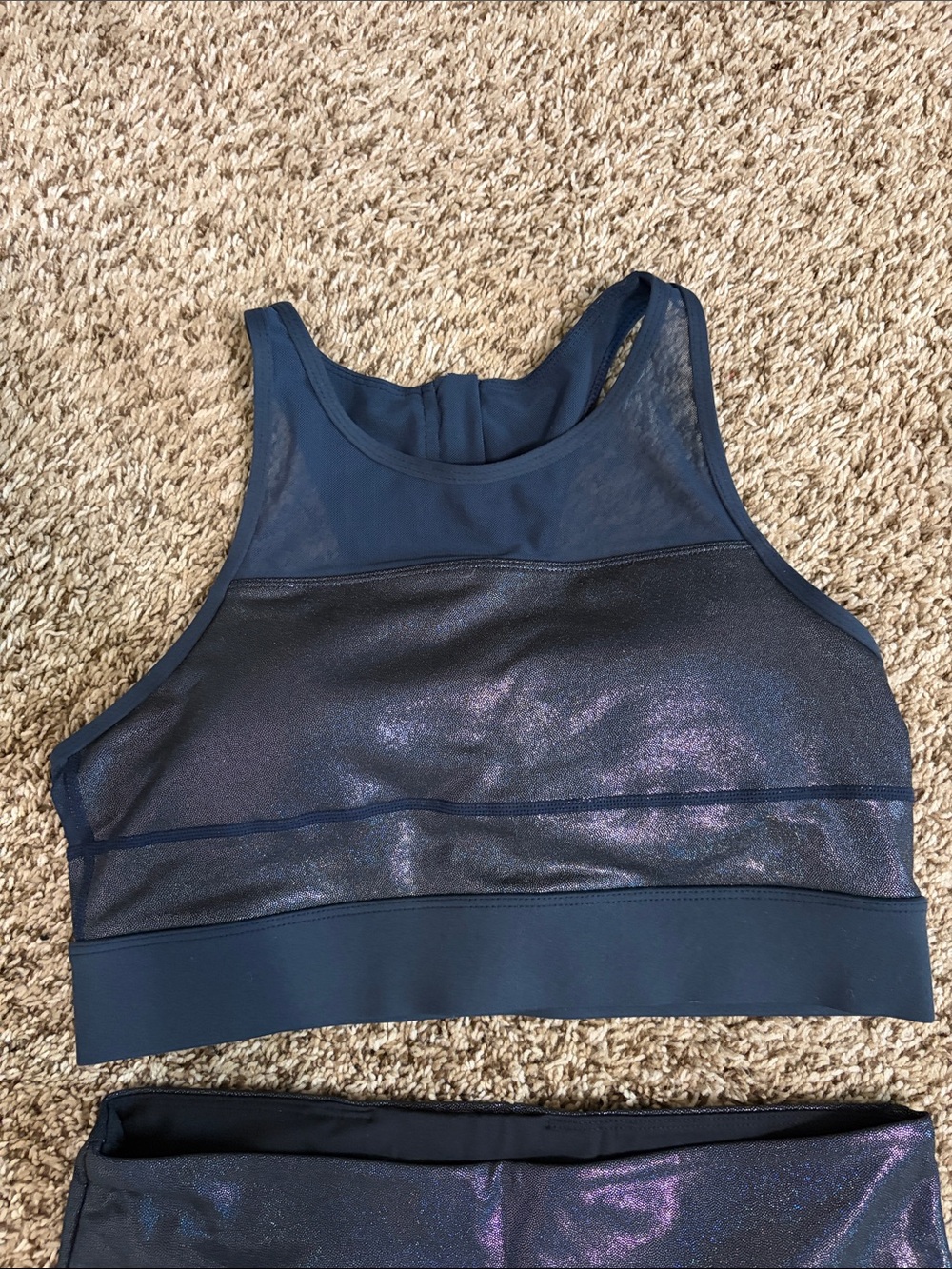 ZYIA Iridescent Navy High-Waist Leggings and PADDED sports bra set - Picture 2 of 6